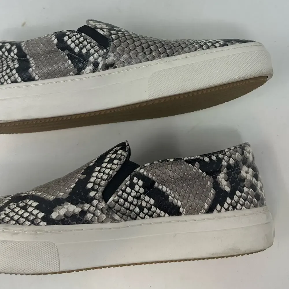 Tory Burch Women's Slip On Sneakers Roccia Print Leather Snakeskin Size 8